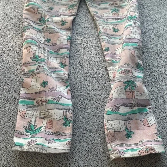 Braxton Jeans Women 11 Pink Tropical Palm Tree Print Beach Retro Stretch - Picture 8 of 13